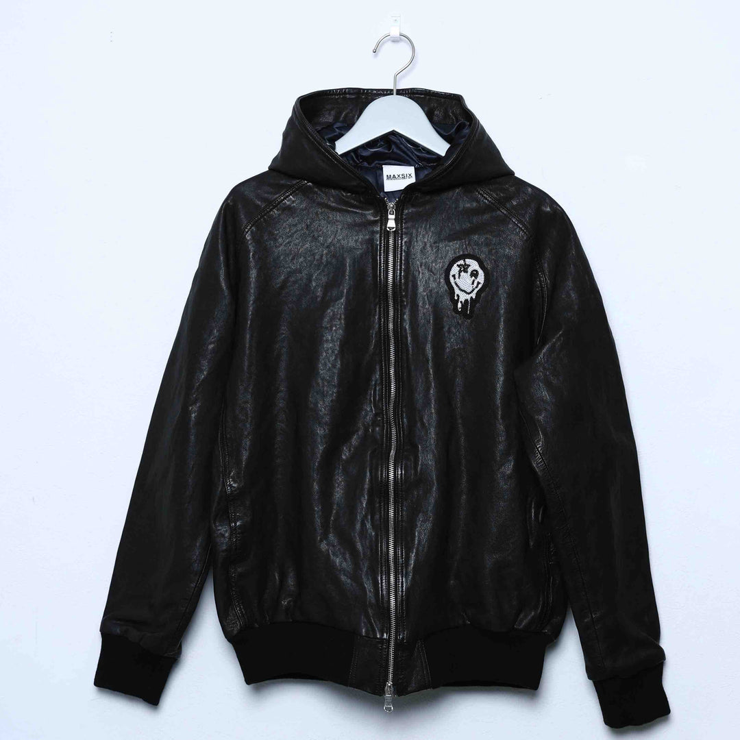 【MAXSIX】LEATHER HOODED JACKET