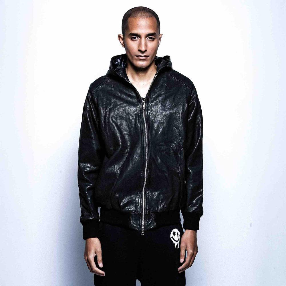 【MAXSIX】LEATHER HOODED JACKET